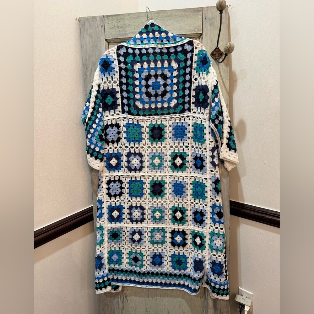 Apricot granny square crochet cardigan NWT Boho Small Med - Picture 7 of 9